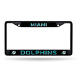 NFL Miami Dolphins Black Chrome License Plate Frame Fan Gear NFL Miami Dolphins