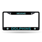 NFL Miami Dolphins Black Chrome License Plate Frame Fan Gear NFL Miami Dolphins