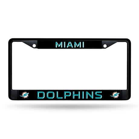 NFL Miami Dolphins Black Chrome License Plate Frame Fan Gear NFL Miami Dolphins