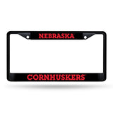 NCAA Nebraska Cornhuskers Black Chrome License Plate Frame Fan Gear NCAA Nebraska Cornhuskers