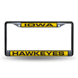 NCAA Iowa Hawkeyes Laser Cut Black Chrome License Plate Frame Fan Gear NCAA Iowa Hawkeyes