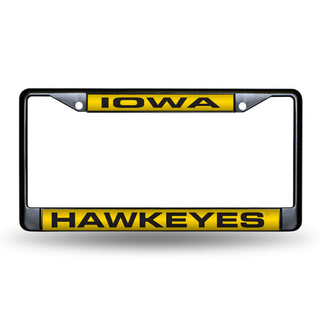 NCAA Iowa Hawkeyes Laser Cut Black Chrome License Plate Frame Fan Gear NCAA Iowa Hawkeyes