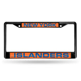 NHL New York Islanders Black Chrome Laser Cut License Plate Frame Fan Gear NHL New York Islanders