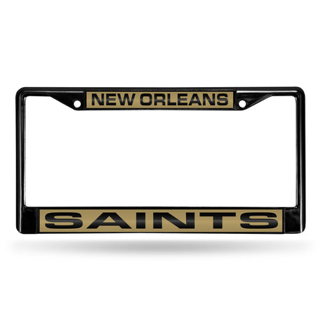 NFL New Orleans Saints Laser Cut Black Chrome License Plate Frame Fan Gear NFL New Orleans Saints