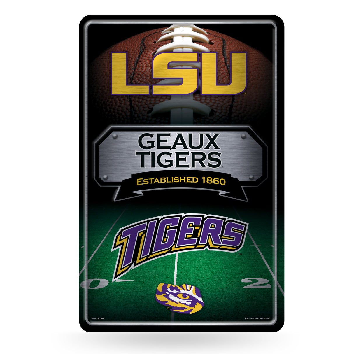 NCAA LSU Tigers Large Metal Sign Fan Gear NCAA LSU Tigers
