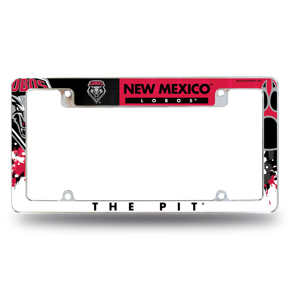 NCAA New Mexico Lobos All Over Chrome Frame Fan Gear NCAA New Mexico Lobos