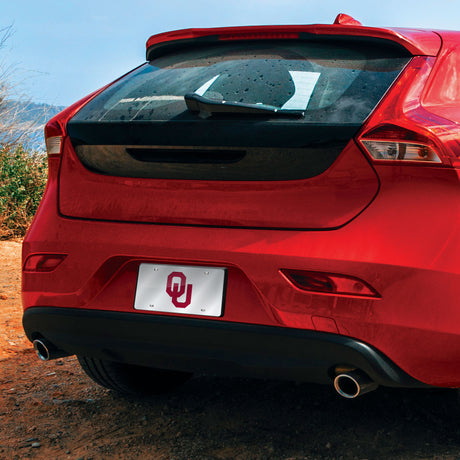 NCAA Oklahoma Sooners Silver Laser Cut Automobile Tag Fan Gear NCAA Oklahoma Sooners