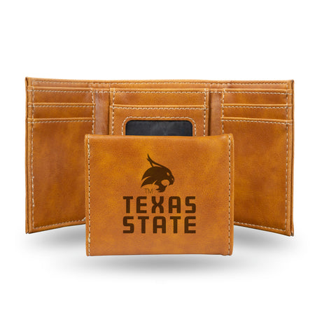 NCAA Texas State Bobcats Laser Engraved Tri-Fold Wallet Fan Gear NCAA Texas State Bobcats