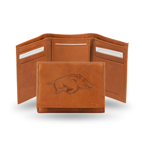 NCAA Arkansas Razorbacks Embossed Tri-Fold Wallet Fan Gear NCAA Arkansas Razorbacks