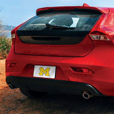 NCAA Michigan Wolverines Silver Laser Cut Automobile Tag Fan Gear NCAA Michigan Wolverines