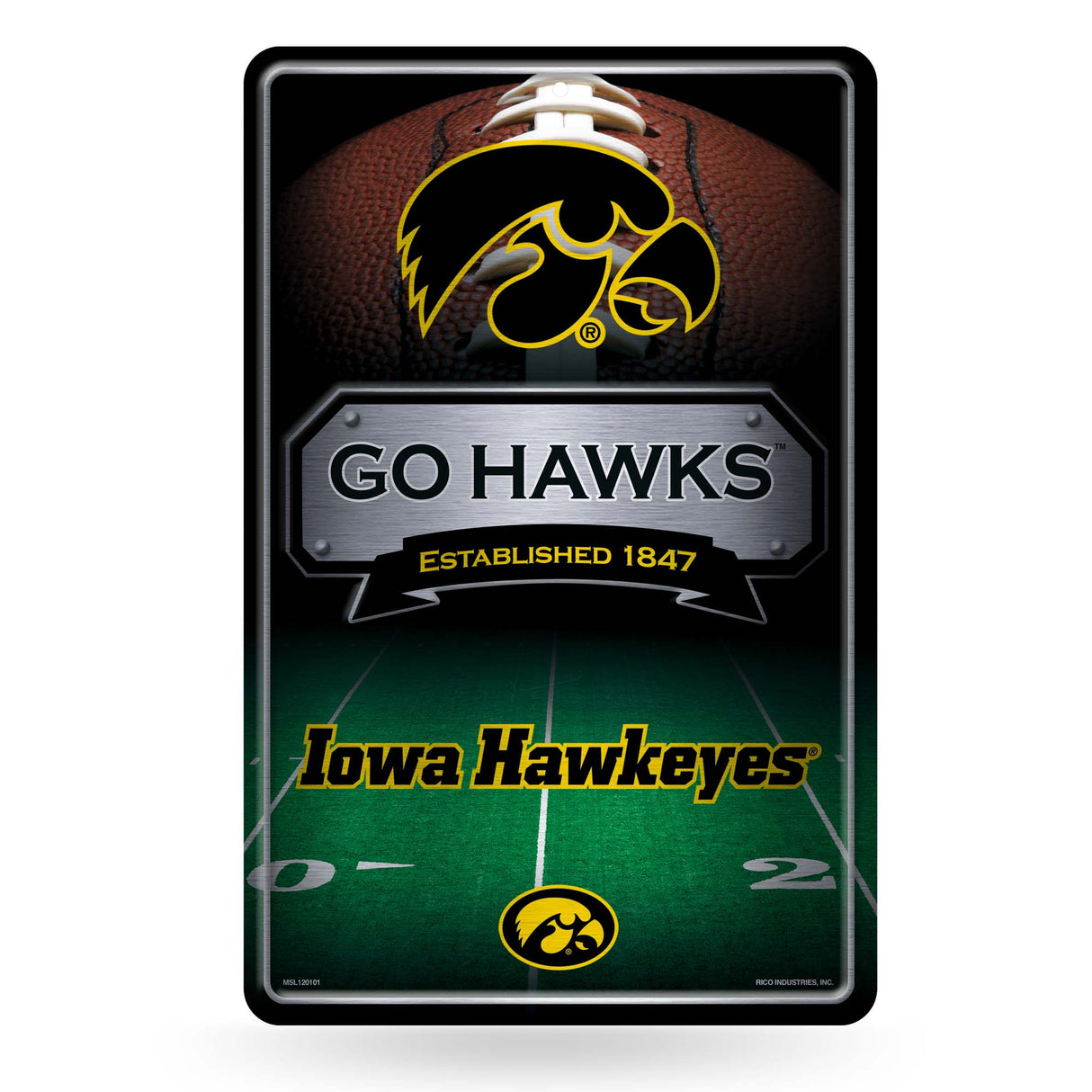 NCAA Iowa Hawkeyes Large Metal Sign Fan Gear NCAA Iowa Hawkeyes