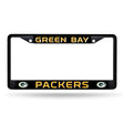 NFL Green Bay Packers Black Chrome License Plate Frame Fan Gear NFL Green Bay Packers