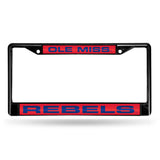 NCAA Mississippi Rebels - Ole Miss Laser Cut Black Chrome License Plate Frame Fan Gear NCAA Mississippi Rebels