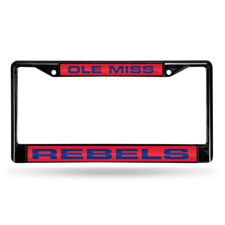 NCAA Mississippi Rebels - Ole Miss Laser Cut Black Chrome License Plate Frame Fan Gear NCAA Mississippi Rebels