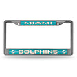 NFL Miami Dolphins Chrome Glitter License Plate Frame Fan Gear NFL Miami Dolphins