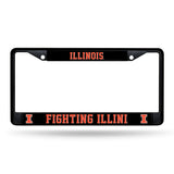 NCAA Illinois Fighting Illini Black Chrome License Plate Frame Fan Gear NCAA Illinois Fighting Illini