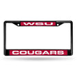 NCAA Washington State Cougars - WSU Laser Cut Black Chrome License Plate Frame Fan Gear NCAA Washington State Cougars