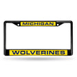 NCAA Michigan Wolverines Laser Cut Black Chrome License Plate Frame Fan Gear NCAA Michigan Wolverines