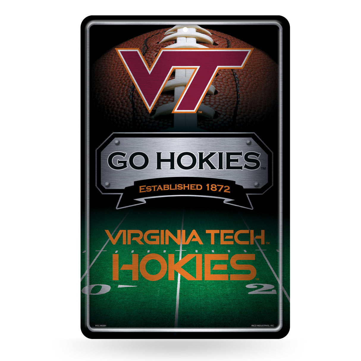 NCAA Virginia Tech Hokies Large Metal Sign Fan Gear NCAA Virginia Tech Hokies