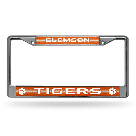 NCAA Clemson Tigers Chrome Glitter License Plate Frame Fan Gear NCAA Clemson Tigers