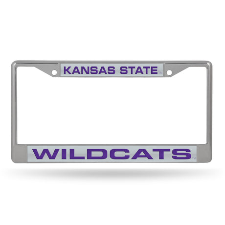 NCAA Kansas State Wildcats - KSU Laser Cut Chrome License Plate Frame Fan Gear NCAA Kansas State Wildcats
