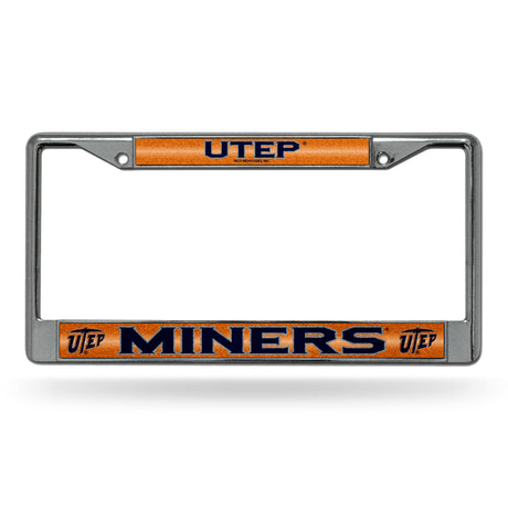NCAA Texas-El Paso Miners - UTEP Chrome Glitter License Plate Frame Fan Gear NCAA Texas-El Paso Miners