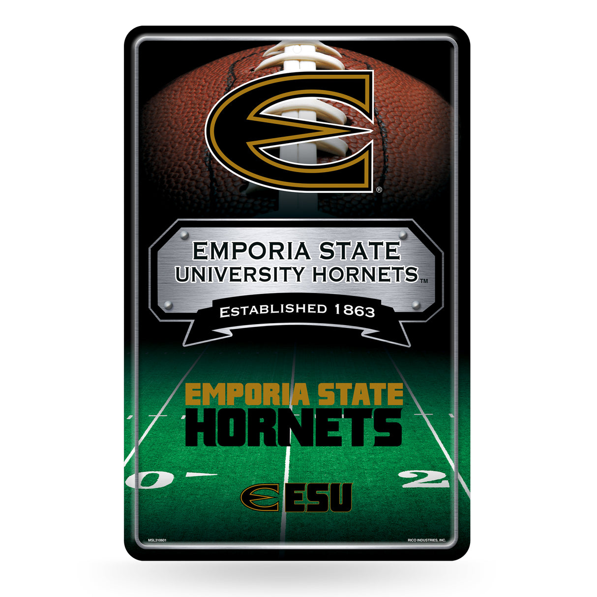 NCAA Emporia State Hornets Large Metal Sign Fan Gear NCAA Emporia State Hornets