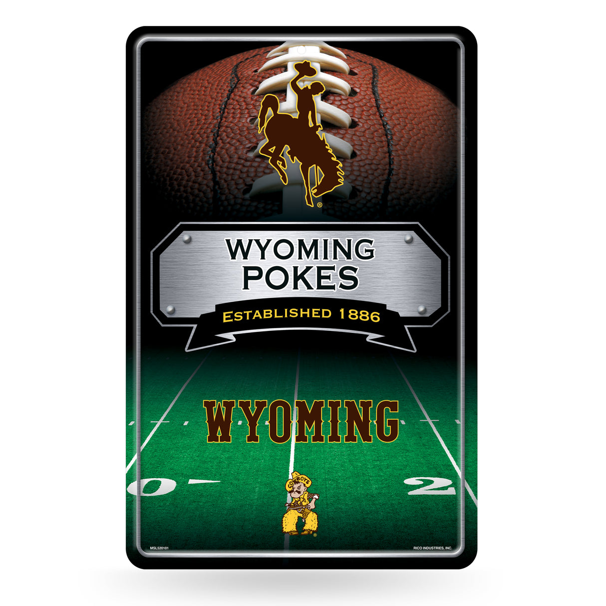 NCAA Wyoming Cowboys Large Metal Sign Fan Gear NCAA Wyoming Cowboys