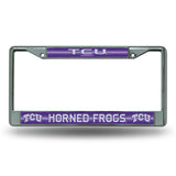 NCAA TCU Horned Frogs Chrome Glitter License Plate Frame Fan Gear NCAA TCU Horned Frogs