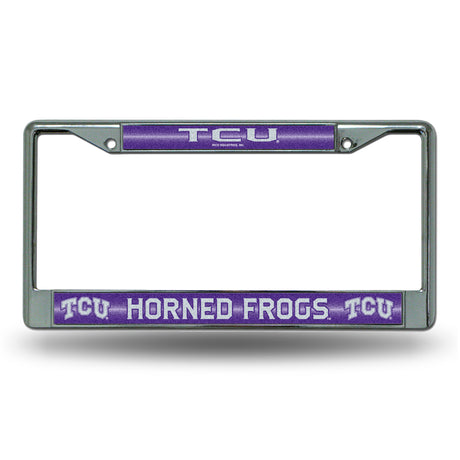 NCAA TCU Horned Frogs Chrome Glitter License Plate Frame Fan Gear NCAA TCU Horned Frogs