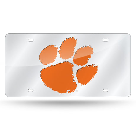 NCAA Clemson Tigers Silver Laser Cut Automobile Tag Fan Gear NCAA Clemson Tigers
