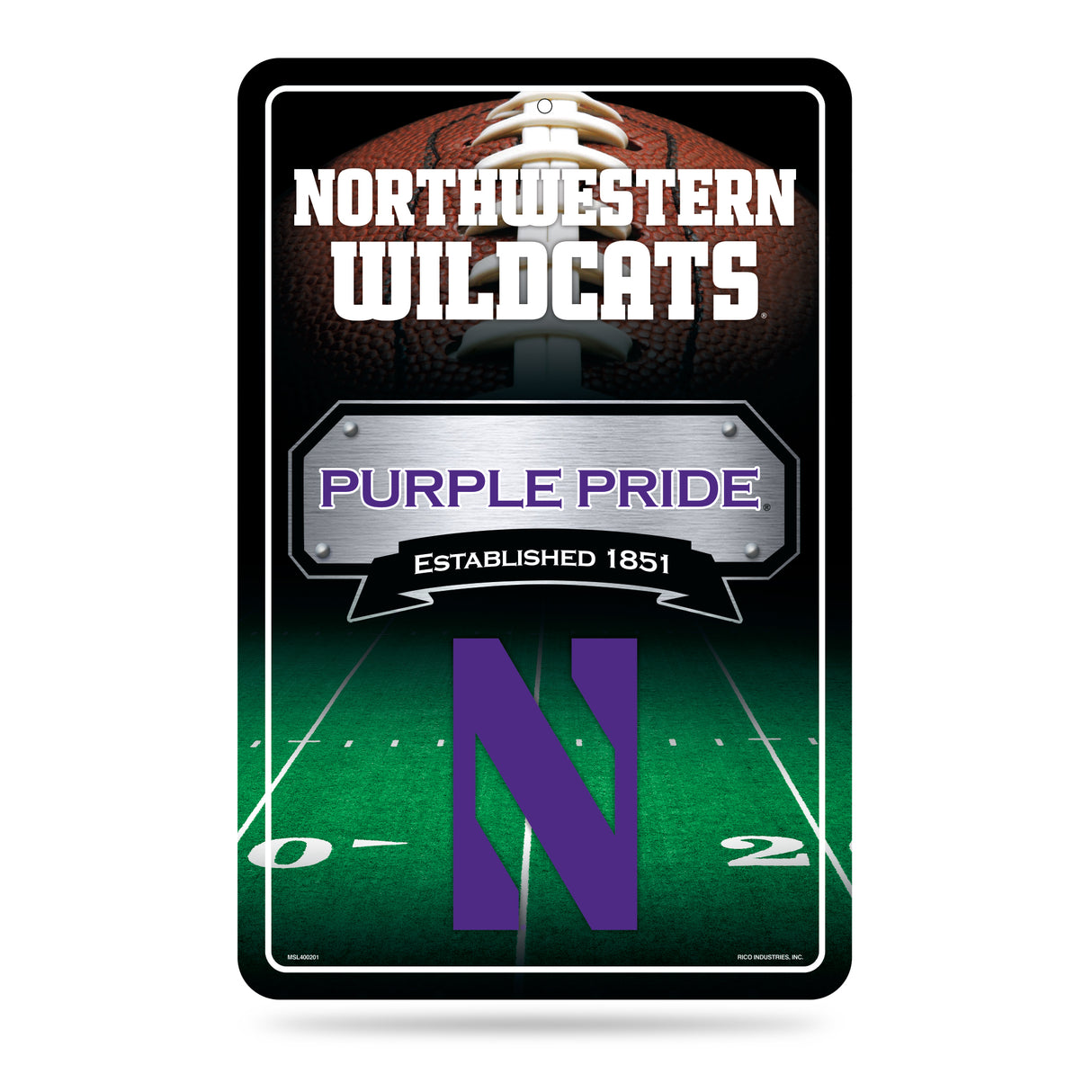NCAA Northwestern Wildcats Large Metal Sign Fan Gear NCAA Northwestern Wildcats