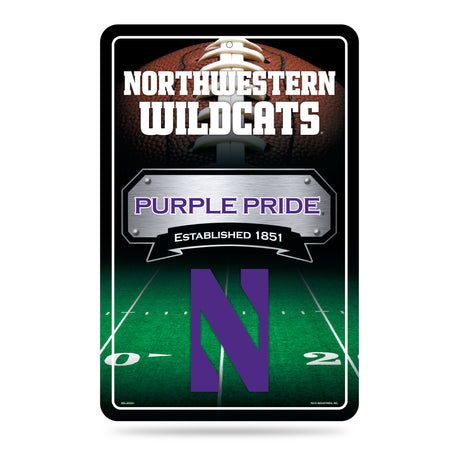 NCAA Northwestern Wildcats Large Metal Sign Fan Gear NCAA Northwestern Wildcats