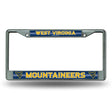 NCAA West Virginia Mountaineers Chrome Glitter License Plate Frame Fan Gear NCAA West Virginia Mountaineers