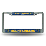 NCAA West Virginia Mountaineers Chrome Glitter License Plate Frame Fan Gear NCAA West Virginia Mountaineers