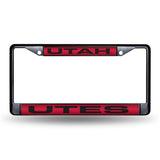 NCAA Utah Utes Laser Cut Black Chrome License Plate Frame Fan Gear NCAA Utah Utes