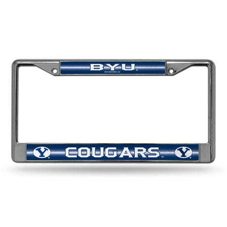 NCAA BYU Cougars Chrome Glitter License Plate Frame Fan Gear NCAA BYU Cougars