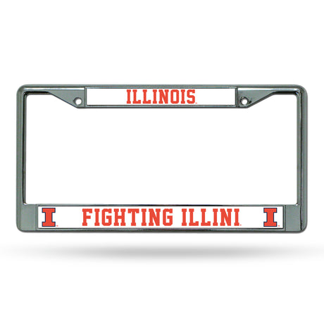 NCAA Illinois Fighting Illini Chrome License Plate Frame Fan Gear NCAA Illinois Fighting Illini