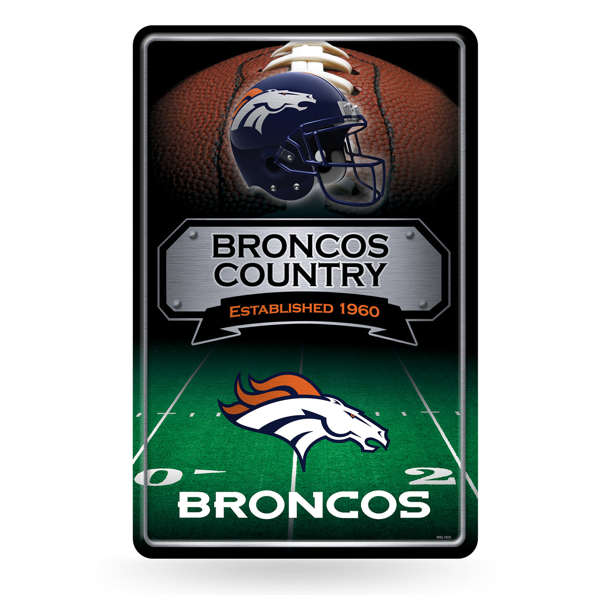 NFL Denver Broncos Large Metal Sign Fan Gear NFL Denver Broncos