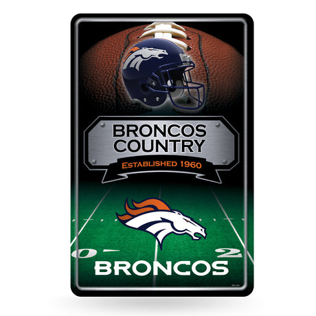 NFL Denver Broncos Large Metal Sign Fan Gear NFL Denver Broncos