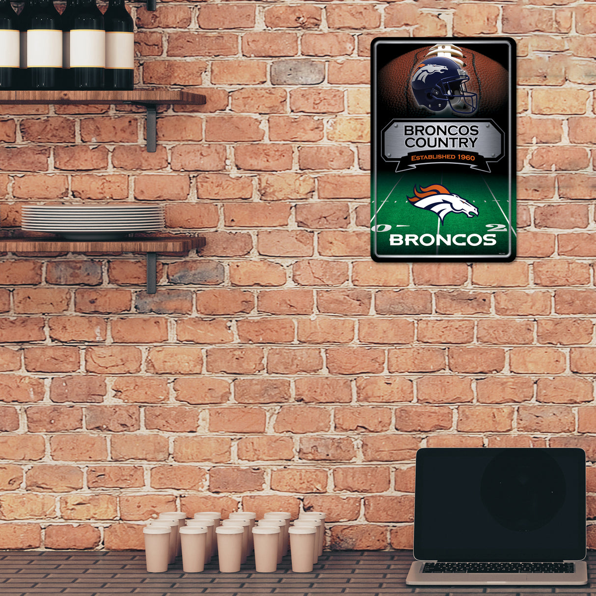 NFL Denver Broncos Large Metal Sign Fan Gear NFL Denver Broncos
