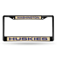NCAA Washington Huskies Laser Cut Black Chrome License Plate Frame Fan Gear NCAA Washington Huskies