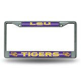 NCAA LSU Tigers Chrome Glitter License Plate Frame Fan Gear NCAA LSU Tigers