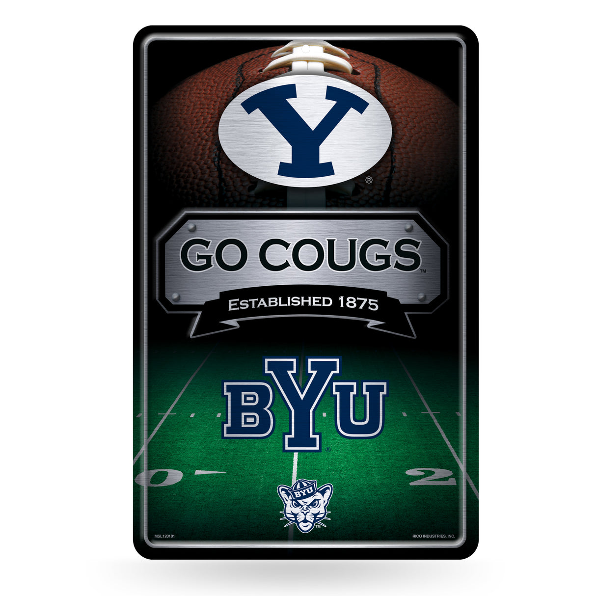 NCAA BYU Cougars Large Metal Sign Fan Gear NCAA BYU Cougars