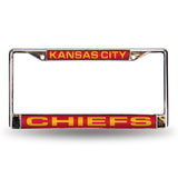 NFL Kansas City Chiefs Laser Cut Chrome License Plate Frame Fan Gear NFL Kansas City Chiefs