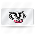NCAA Wisconsin Badgers Silver Laser Cut Automobile Tag Fan Gear NCAA Wisconsin Badgers
