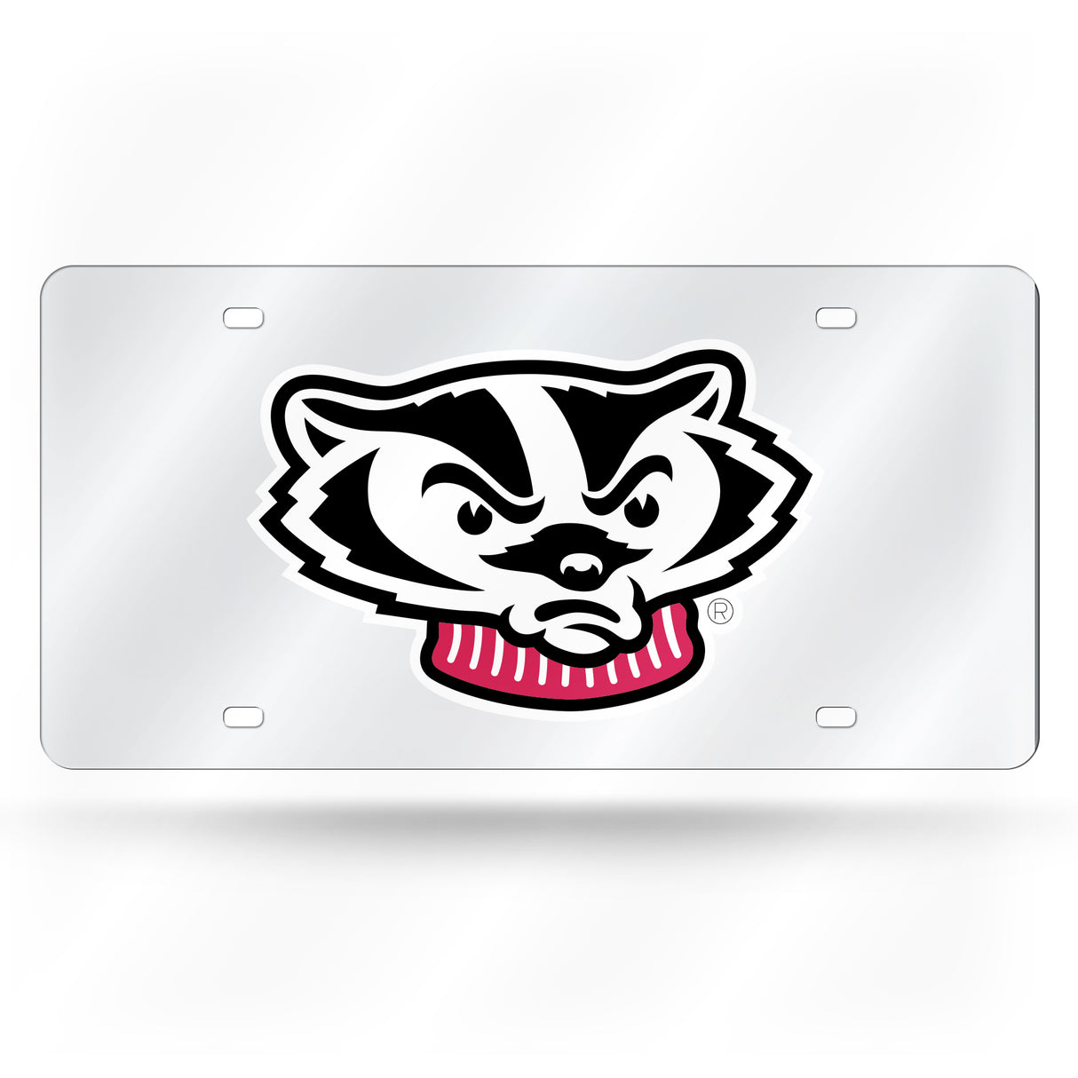 NCAA Wisconsin Badgers Silver Laser Cut Automobile Tag Fan Gear NCAA Wisconsin Badgers