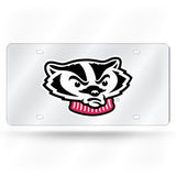 NCAA Wisconsin Badgers Silver Laser Cut Automobile Tag Fan Gear NCAA Wisconsin Badgers