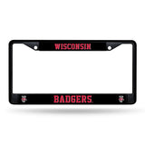 NCAA Wisconsin Badgers Black Chrome License Plate Frame Fan Gear NCAA Wisconsin Badgers