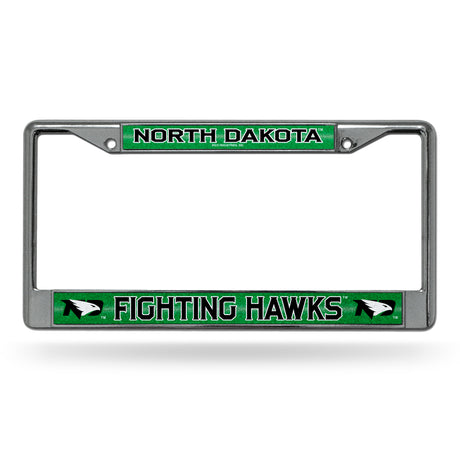 NCAA North Dakota Fighting Hawks Chrome Glitter License Plate Frame Fan Gear NCAA North Dakota Fighting Hawks